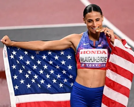 The American sprinter clocks speediest female 400m in four decades to claim championship title